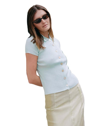 Linen Blend T-Shirt - Mint Glow