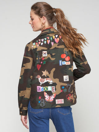 Screen Printed Camouflaged Jacket - Multi