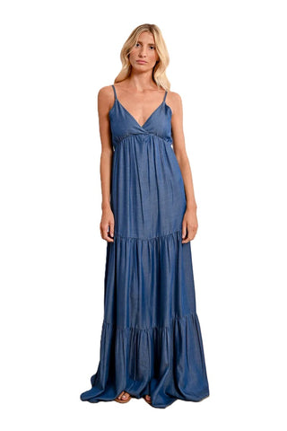 Ladies Woven Dress - Denim Blue