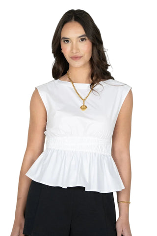 Emily McCarthy Aria Cotton Poplin Top - White