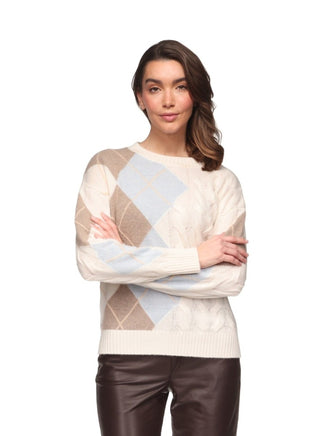 Brodie Argyle Cable Crew - Organic White