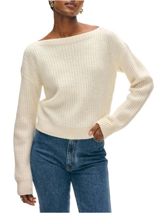 Cashmere Ribbed Boatneck - Soft White