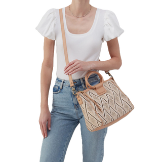 Sheila Medium Satchel - Cream Raffia