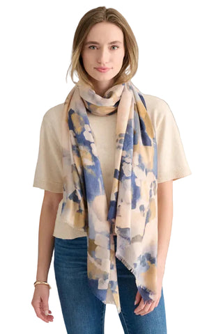 Kinross Abstract Print Scarf - Navy Multi