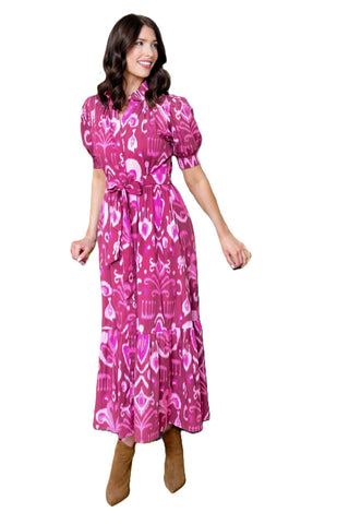 Birdie Dress - Merlot Ikat