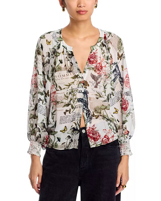 Thalia Button Down Blouse - Dreamscape Moon Vanilla