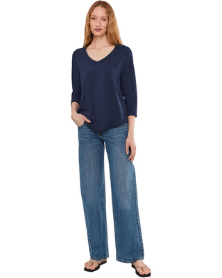 Mododoc 3/4 Sleeve VNeck W/ Curve Hem - Vibrant Navy