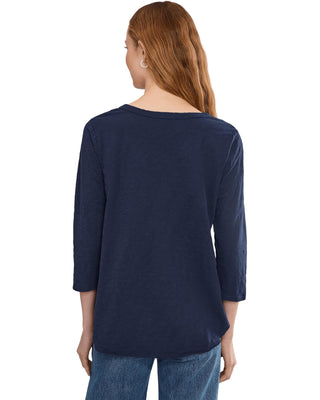 Mododoc 3/4 Sleeve VNeck W/ Curve Hem - Vibrant Navy