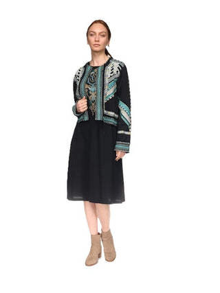 French Terry Mixed Media Jacket - Oliver/Black