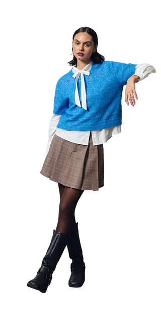 Molly Bracken Pointelle Popover Sweater - Blue