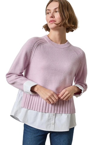 Lilla P Mixed Media Crewneck Sweater Sugarplum