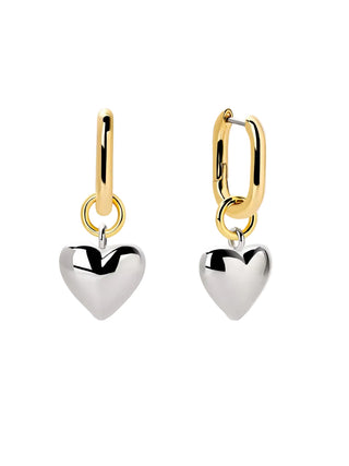 Wesley Heart Earrings - Two Tone