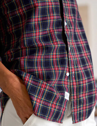 Relaxed Button Up Shirt - Red, Yellow, & Blue Plaid