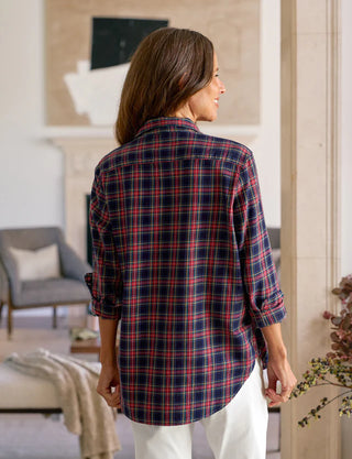 Relaxed Button Up Shirt - Red, Yellow, & Blue Plaid