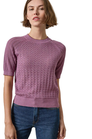 Lilla P Mixed Media Crewneck Sweater Dewberry