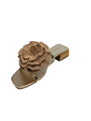 Ana Flower Sandal - Gold/Raffia