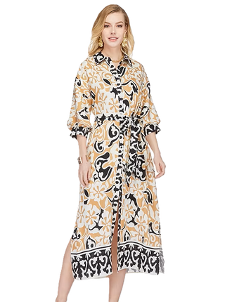 Maxi Shirt Dress - Ethnic Border