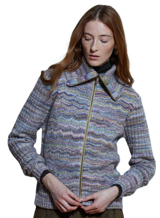Autumn Cashmere Space Dye Basketweave Zip Front Jacket - Vintage