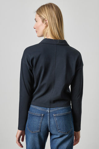 Lilla P Faux Wrap Collared Top - Black