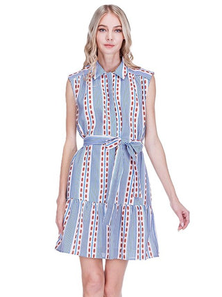 Front Placket Shirt Dress - Colonial Stripe