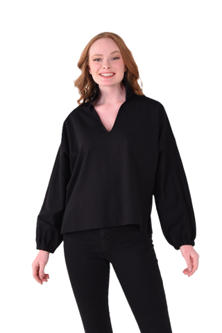 Long-Sleeve Poppy - Black Ponte