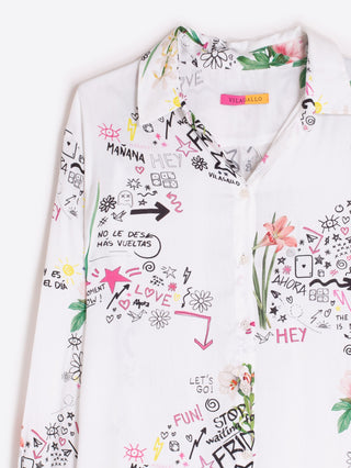 Floral & Graffiti Shirt - Quirky Flores