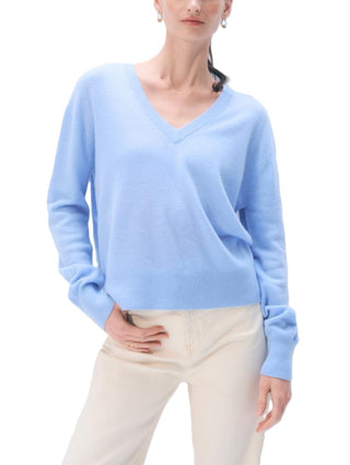 Cashmere V Neck - Blue Vapor