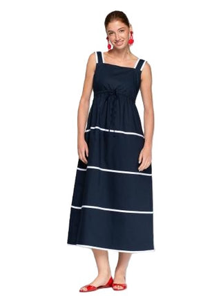 Poplin Maxi Dress - Navy/White