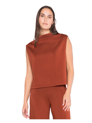 Scuba Cowl Neck Top - Rust