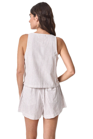 Lilla P Sleeveless Zip Top - Bark Stripe