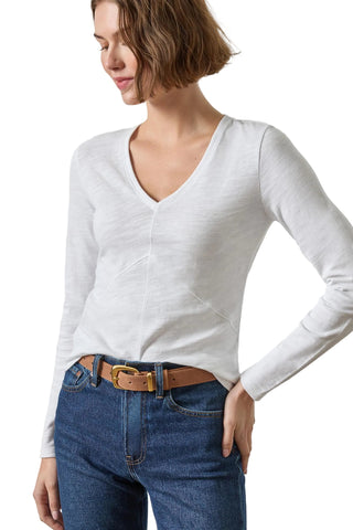 Lilla P Vintage Long Sleeve V-Neck - White