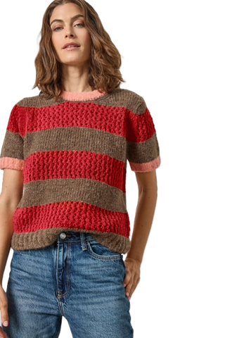 S/S Stripe Sweater - Ruby/Java