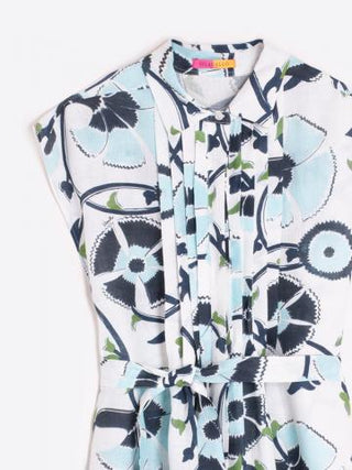 Vilagallo Pleated Front Tie Dress - Floral Print