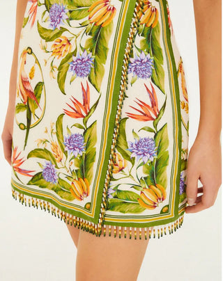 Sleeveless Mini Dress- Tropical Scarf Sand