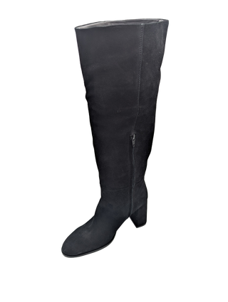 Text Back Boot - Black Suede