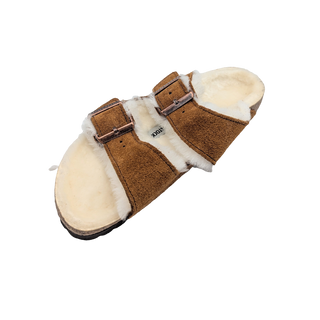 Arizona Sandal W/ Shearling - Mink Suede