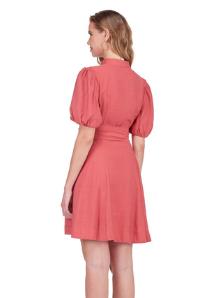 Puff Sleeve Dress - Brick