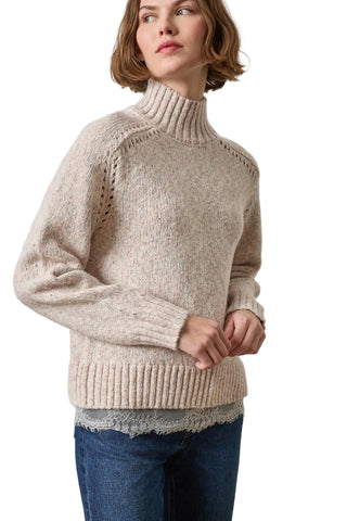 Lilla P Lace Trim Pullover Sweater - Gardenia