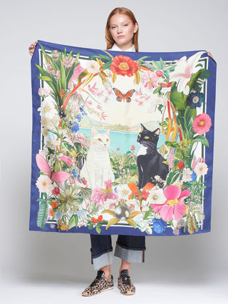 Cats & Florals Scarf - Multi