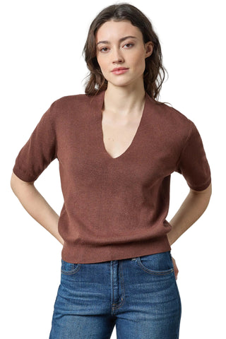 Lilla P V-Neck Elbow Sleeve Sweater Java