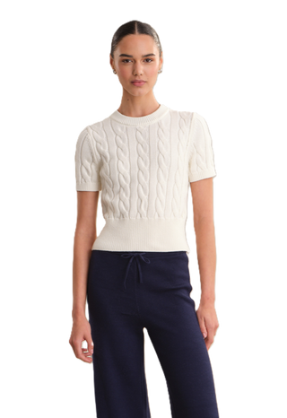 525 America Sky Cable Crewneck Sweater - Chalk