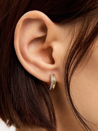 Asher Pave Huggie Earring - Two Tone
