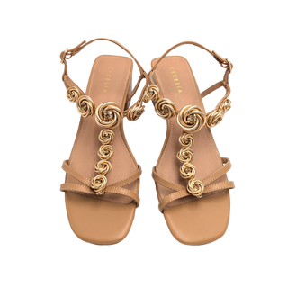 Cecelia Rally W/ Abbot Rosette - Cognac/ Gold