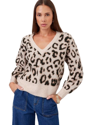 Fifteen Twenty Elodie Blouson Sleeve Sweater - Leopard