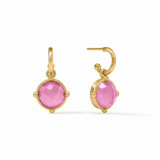Honeybee Hoop & Charm Earring - Iridescent Tourmaline Pink