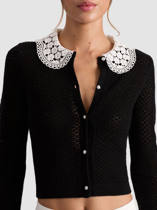 Carson Cardigan With Collar- Black