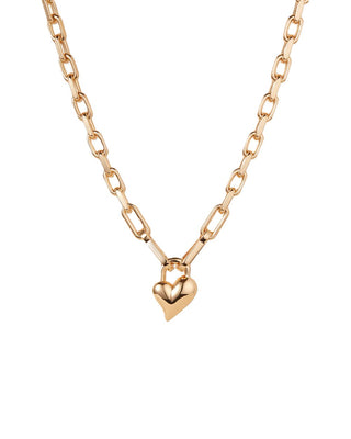 Padlock Heart Pendant Necklace - Gold