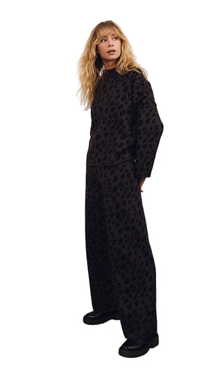 Molly Bracken Leopard Pants - Dark Grey