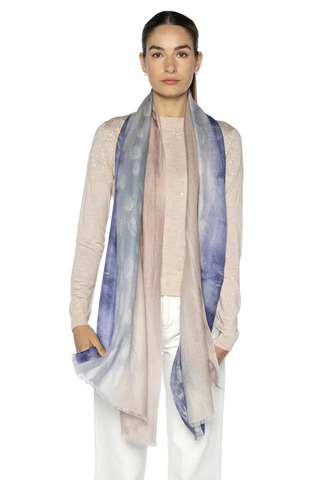 Kinross Watercolor Dot Scarf - Navy Multi