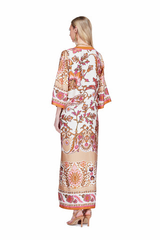 Jade 3/4 Sleeve Caftan - Toffee Blossom